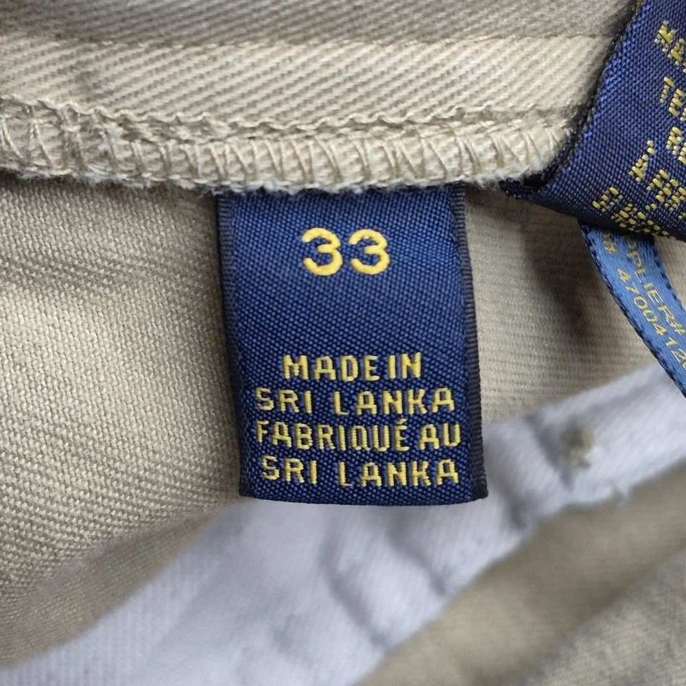 Polo Ralph Lauren Shorts Mens 33 Classic Fit Khaki Beige Flat Front Chino Preppy
